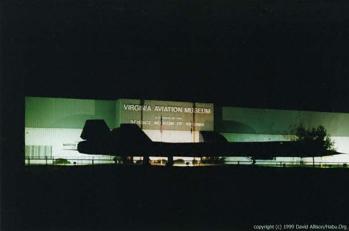 968 silhouetted in front of the Virginia Aviation Museum