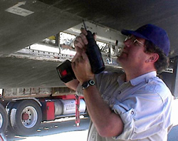 David Hahn hard at work on the right front sensor bay.